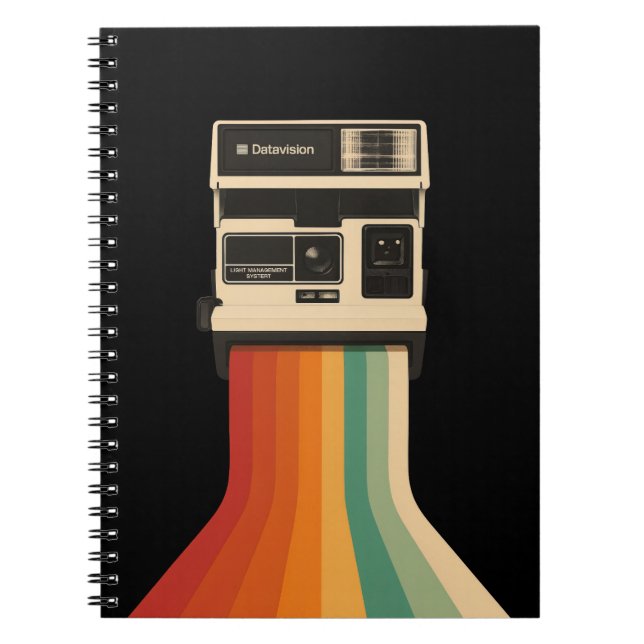 Caderno Espiral Retro Camera with Rainbow Print (Frente)