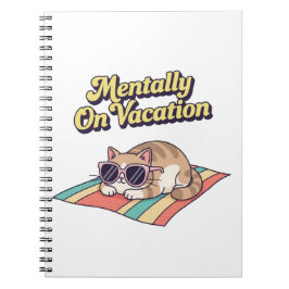 Caderno Espiral Retro Cat Mental Vacation Lined Notebook