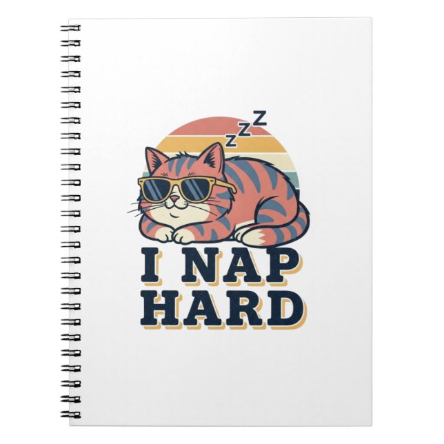 Caderno Espiral Retro Cat Nap Quote Lined Notebook (Frente)