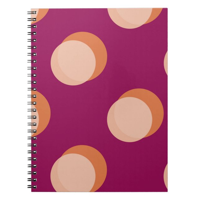 Caderno Espiral Retro Circles and Shadows Bold Pattern Purple (Frente)