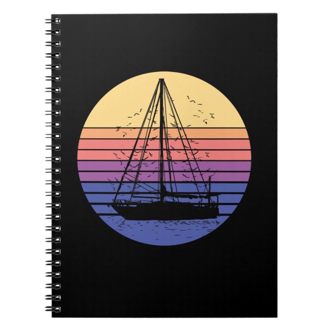 Caderno Espiral Retro da embarcação à vela (Frente)