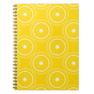 Caderno Espiral Retro de limão amarelo-abstrato