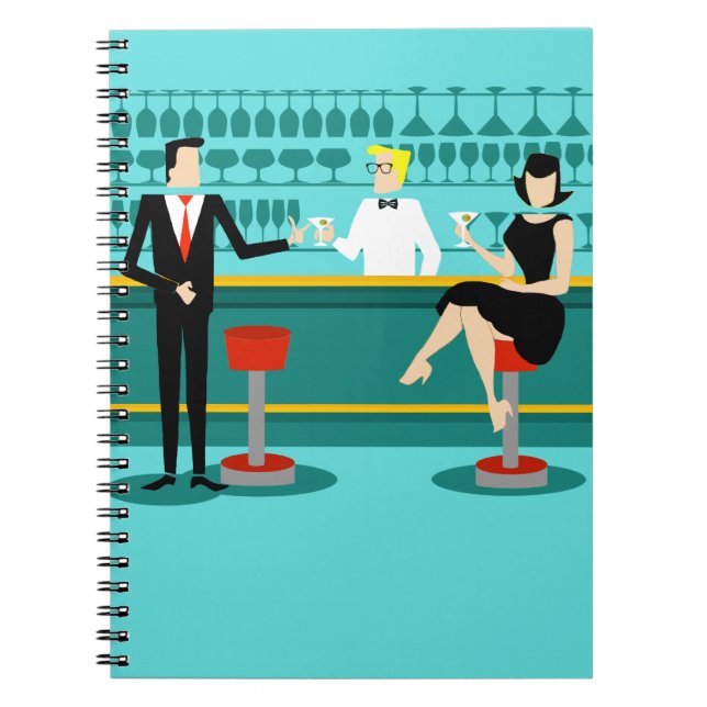 Caderno espiral retro de sala de estar de cocktail (Frente)