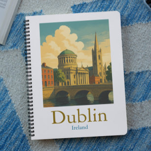 Caderno Espiral Retro Dublin Ireland Viagem Vintage Trabalho de ar