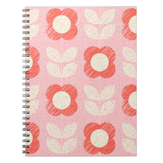 Caderno Espiral Retro Escandinavo Espalhado Floral Espalhado Sem C