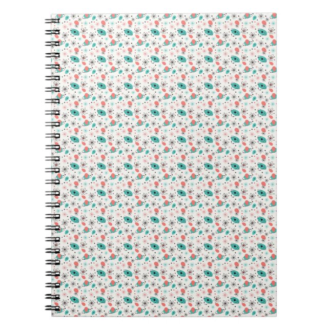 Caderno Espiral Retro Estrela Explosiva Atômica & Átomos Orbitais  (Frente)