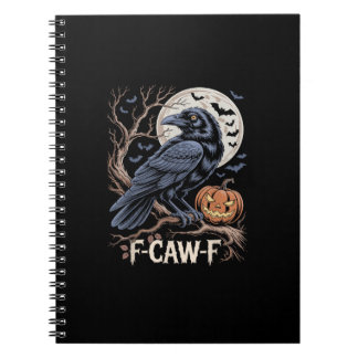 Caderno Espiral Retro F-Caw-F Pássaro Corvo Divertido Corvo Pássar