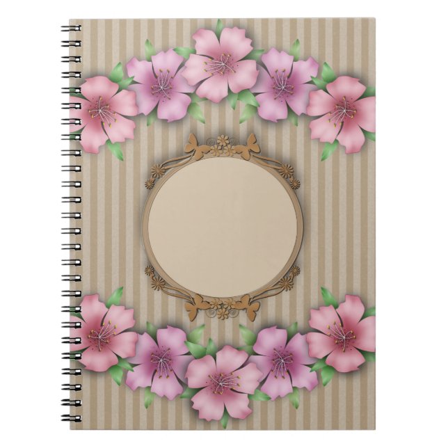 Caderno Espiral Retro, floral (Frente)