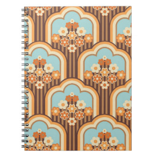 Caderno Espiral Retro Floral: 70s Revival de Papel de Carteira
