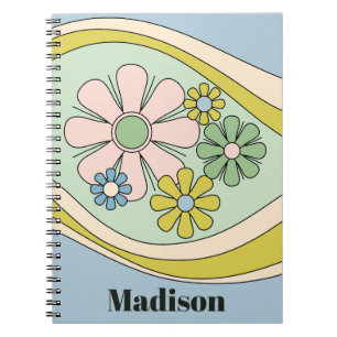 Caderno Espiral Retro Floral Sonho 60 Pastel Personalizado