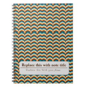 Caderno Espiral Retro-Funky Laranja-Teal Personalizado