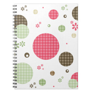 Caderno Espiral Retro Gingham Bolinhas e Daisies