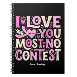 Caderno Espiral Retro I Love You Most No Contest Pink Cream 