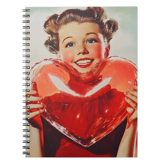 Caderno Espiral Retro Love: 1950 Heart Glow (Frente)
