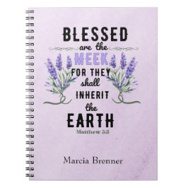 Caderno Espiral Retro Matthew 5:5 Lavanda Watercolor