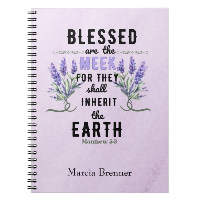 Caderno Espiral Retro Matthew 5:5 Lavanda Watercolor (Frente)