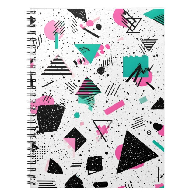 Caderno Espiral Retro Memphis Geometric Pattern (Frente)