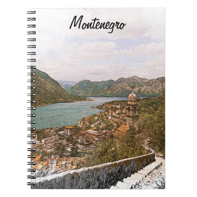 Caderno Espiral Retro Montenegro Kotor Bay (Frente)