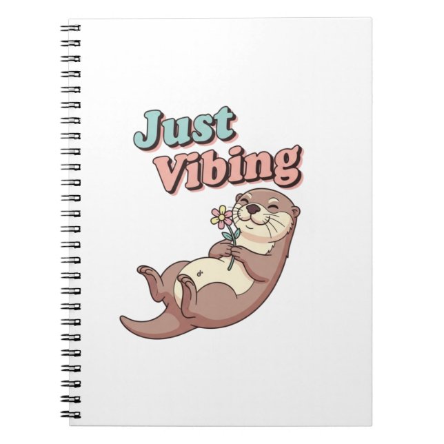 Caderno Espiral Retro Otter Just Vibing Lined Notebook (Frente)