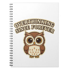 Caderno Espiral Retro Owl Overthinking Lined Notebook