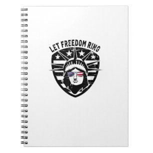 Caderno Espiral Retro Patriótico Let Freedom Ring 4 de julho