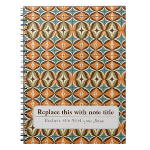 Caderno Espiral Retro Personalizado Funky Laranja-Brown