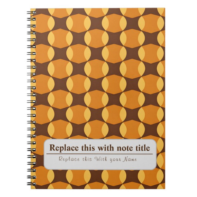 Caderno Espiral Retro Personalizado Funky Laranja-Brown (Frente)