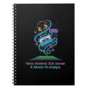 Caderno Espiral Retro Rewind: Presente Nostálgico de Jogos e Músic