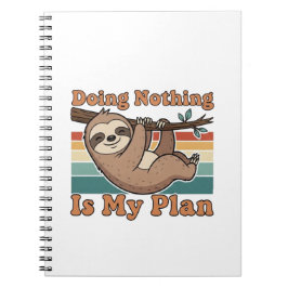 Caderno Espiral Retro Sloth Lazy Quote Lined Notebook