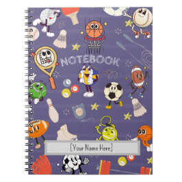 Caderno Espiral Retro Sport Squad: Atletismo de Desenhos Animados 