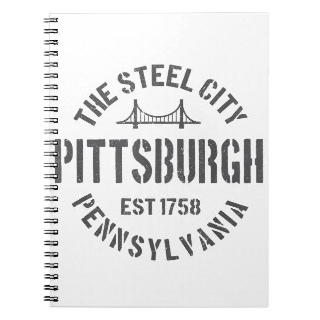 Caderno Espiral Retro Steel City Pittsburgh Pensilvânia Yinz (Frente)