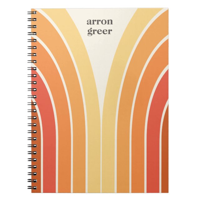 Caderno Espiral Retro Stripes 80 s Laranja Amarelo Laranja (Frente)