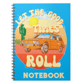 Caderno Espiral Retro style vintage sunset and classic car noteboo