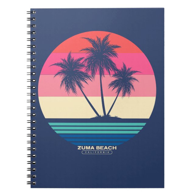 Caderno Espiral Retro Sunset Palm Trees Zuma Beach (Frente)