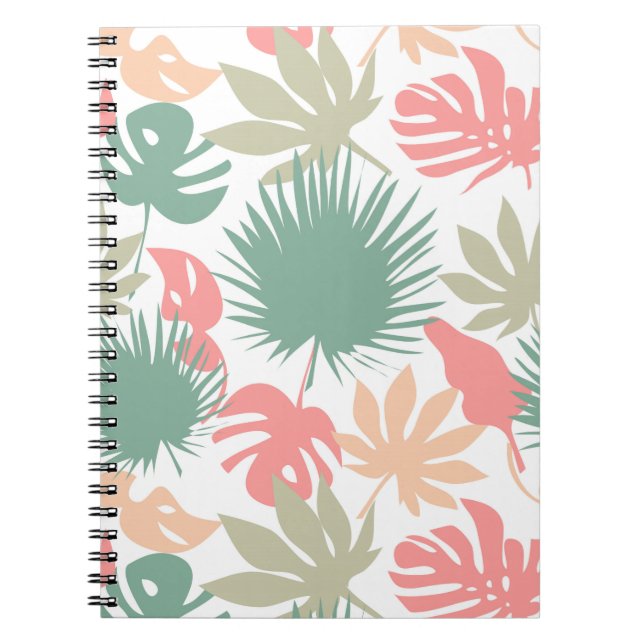 Caderno Espiral Retro, tropical, folhas (Frente)