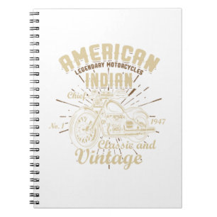 Caderno Espiral Retro Vintage American Motorcycle Indian For Old B