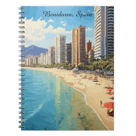 Caderno Espiral Retro Vintage Benidorm Spain Travel Mediterranean