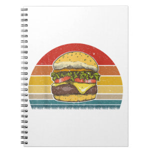 Caderno Espiral Retro Vintage Cheeseburger Design Costume Hamburge
