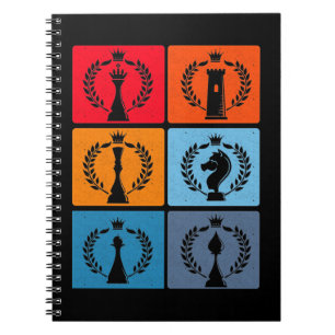 Caderno Espiral Retro Vintage Chess Peças jogo de Conselho Lover