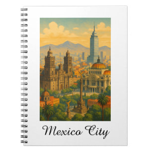 Caderno Espiral Retro Vintage Cidade do México Viagem CDMX