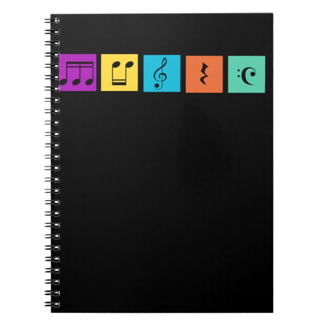 Caderno Espiral Retro Vintage Musical Notes Music (Frente)