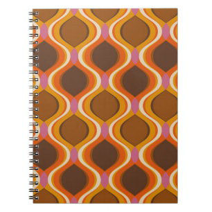 Caderno Espiral Retrorna curvas de padrão sem costura. Parede do e