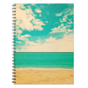 Caderno Espiral Retrorna praia, retrô, poster, foto, fundo