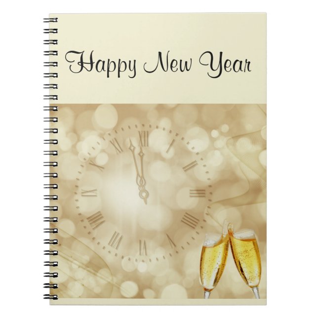 Caderno Espiral Réveillon com taças de champanhe (Frente)