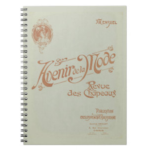 Caderno Espiral Revista de Moda Verde Vintage em França Art Nouve