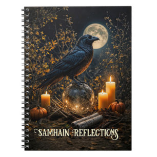 Caderno Espiral Revista de Samhain com Corvo e Lua