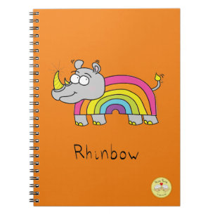 Caderno Espiral Rhinbow Rhino Rainbow Notebook Laranja
