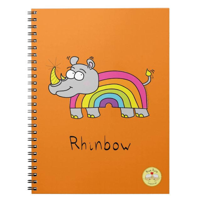 Caderno Espiral Rhinbow Rhino Rainbow Notebook Laranja (Frente)