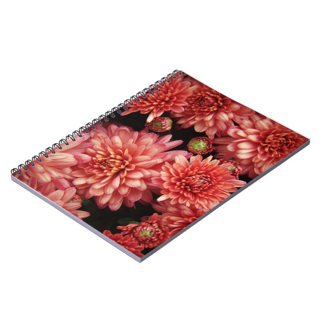 Caderno Espiral Rich Red Chrysanthemum (Left Side)