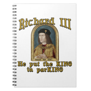 Caderno Espiral Richard III pôr o rei no tshirt do estacionamento